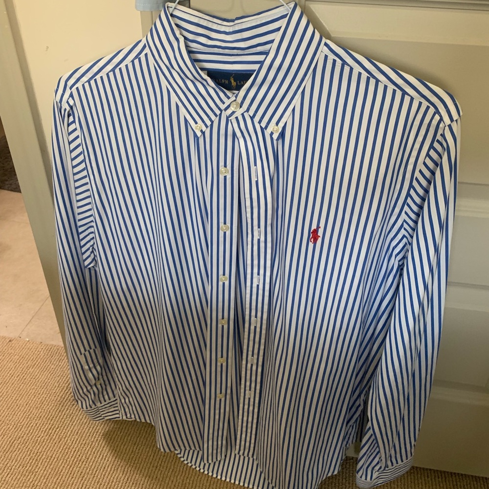 Large blue stripes Polo Ralph Lauren dress shirt